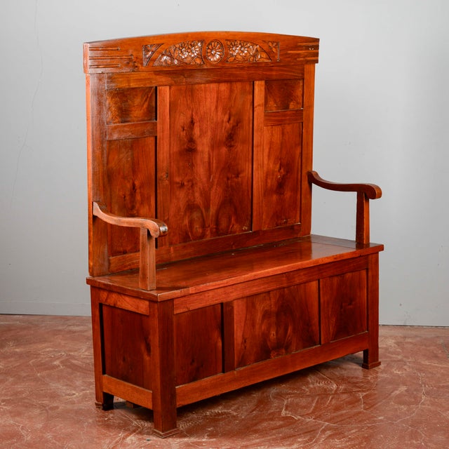 Art Deco Carved Bench with Armrests For Sale - Image 17 of 18