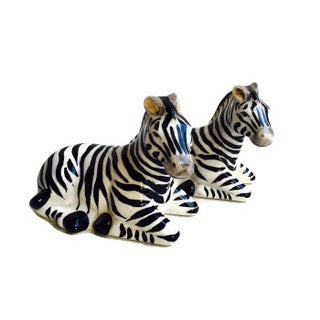 Regency Glam Zebra Salt & Pepper Shakers - Pair For Sale