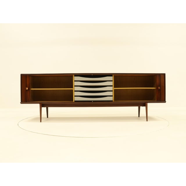 Large Rosewood Sideboard with Tambour Doors by Oswald Vermaercke for V-Form, Belgium, 1960s For Sale - Image 10 of 18