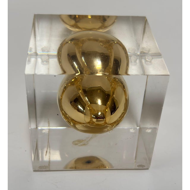 Late 20th Century Postmodern Lucite “Golden Egg” Paperweight, “For a Good Egg,” Circa 1970s For Sale - Image 5 of 14