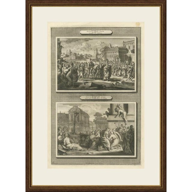 This original copperplate engraving from Pieter Mortier's illustrated Bible, Amsterdam circa 1700, shows two biblical...