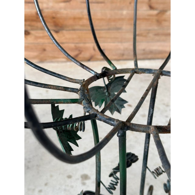 Pair of Antique French Wrought Iron Garden Urn Planters With Grapevine Motif For Sale In Naples, FL - Image 6 of 12