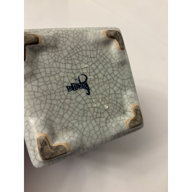 Vintage Chinese Blue and White Porcelain Teapot With Brass Handle For Sale - Image 4 of 8