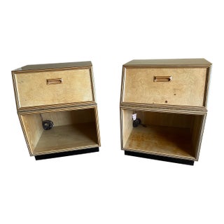 Pair of Vintage Henredon Scene Two Burlwood Nightstands For Sale