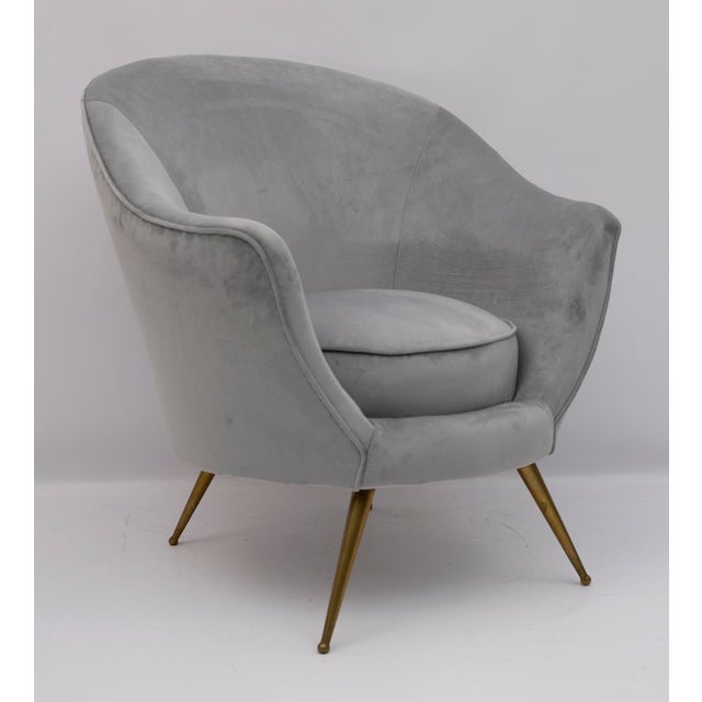 Beautiful pair of armchairs designed by federico munari in the early 1950s. The upholstery has been redone in velvet. the...