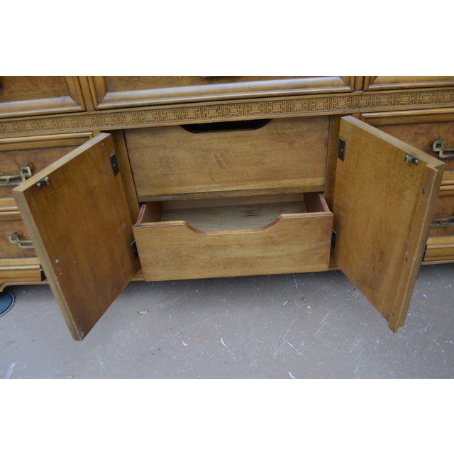 1970s Vintage Henry Link Mandarin Collection Burlwood Triple Dresser / Chest of Drawers Credenza For Sale - Image 5 of 14