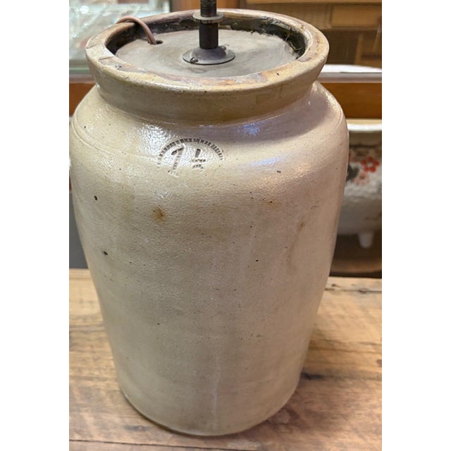 Late 19th Century Poor of Antique American Salt Glaze Lamps Converted Into Lamps in the Mid Century For Sale - Image 5 of 9