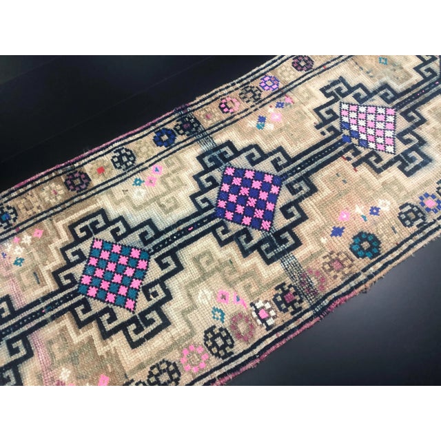 Beige Vintage Turkish Handmade Wool Anatolian Runner Rug For Sale - Image 8 of 11