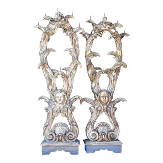 19th C Italian Giltwood and Paper Mache Pricket Sticks For Sale