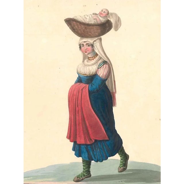 Costume di Cajazzo - Watercolor by M. De Vito - 1820 ca. 1820 c.a. For Sale - Image 3 of 3