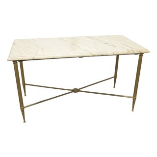 Coffee Table in Marble with Brass Base, 1950s For Sale