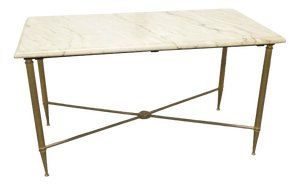 Coffee Table in Marble with Brass Base, 1950s