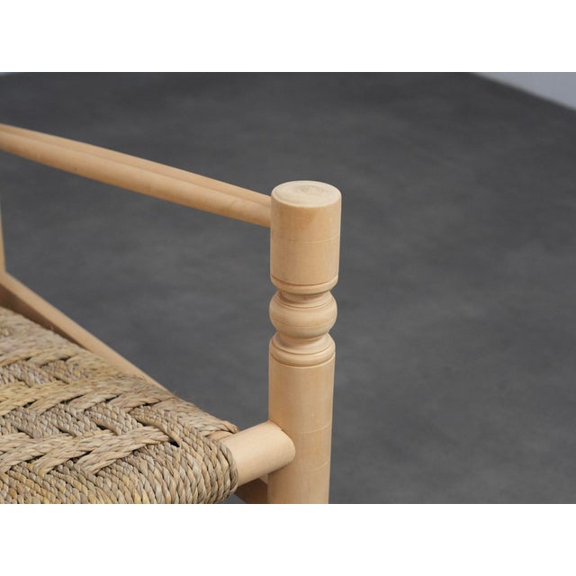 Beige Vintage Woven Seagrass Lounge Chair, France, 1970s For Sale - Image 8 of 11