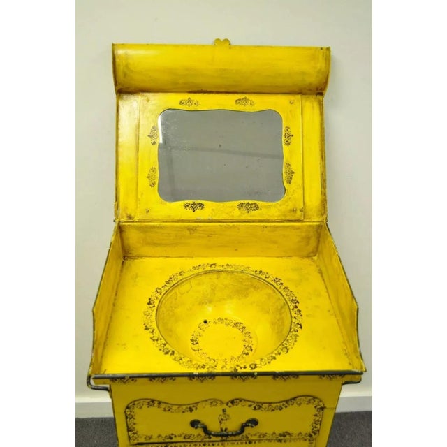 Antique 19th C. Italian Regency Tole Metal Flip Top Yellow Vanity Sink Drysink For Sale In Philadelphia - Image 6 of 10