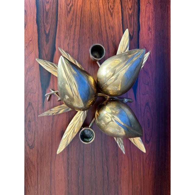 Hollywood Regency 1970s Decorative Brass Lemons Candle Holder or Paperweight For Sale - Image 3 of 12