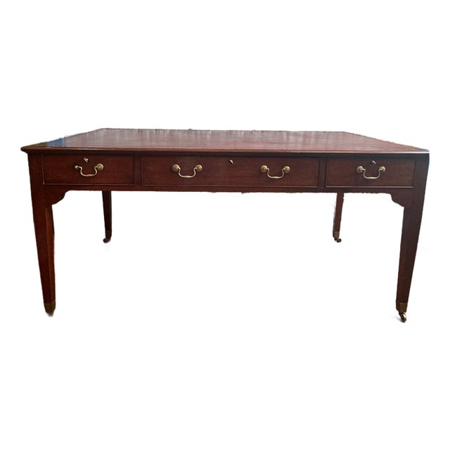 Mid 20th Century Winston Churchill Replica Mahogany Partner's Desk For Sale