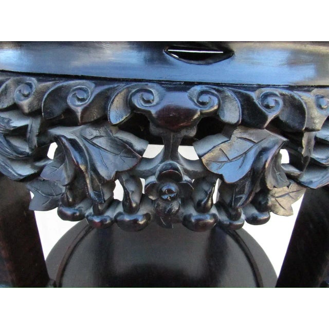 1900 - 1909 Marble Top Antique Chinese Hardwood Table For Sale - Image 5 of 17