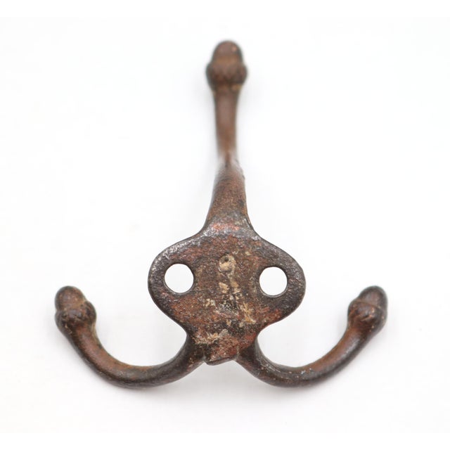Vintage Cast Iron Triple Arm Heart Acorn Wall Hook For Sale - Image 4 of 4