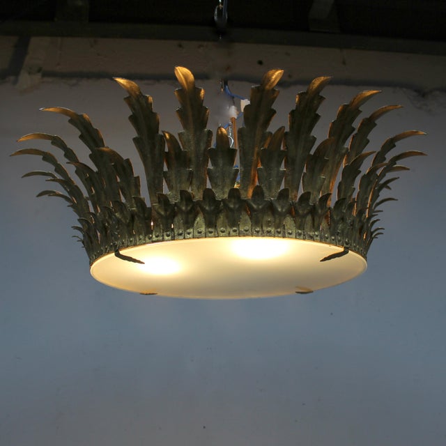 Metal Vintage Ceiling Lamp in Iron and Glass, 1960s For Sale - Image 7 of 8
