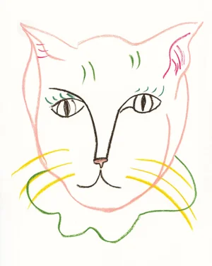 "Harlequin Cat No. 1" Whimsical Cat Print in Color