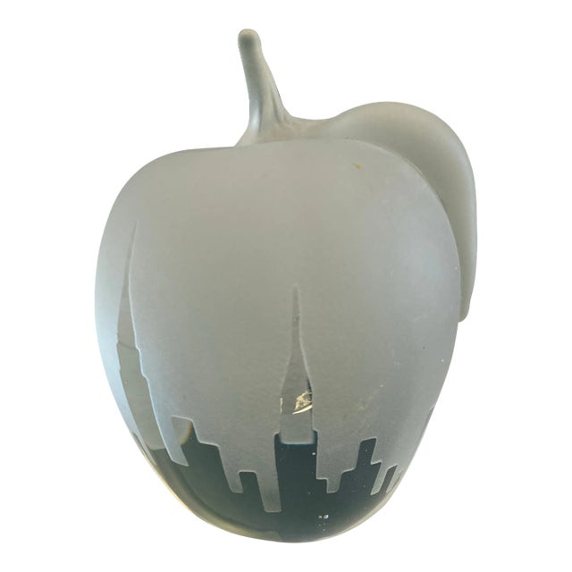 Vintage New York City Skyline Glass Apple Paperweight For Sale