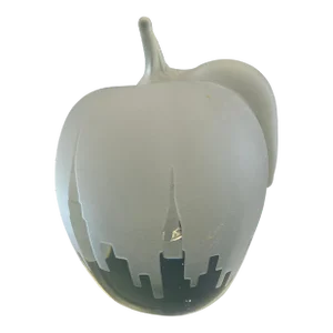 Vintage New York City Skyline Glass Apple Paperweight