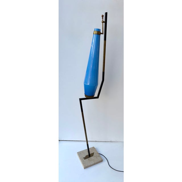 Metal Mid-Century Floor Lamp Brass Metal and Murano Glass by Vistosi, Italy, 1960s For Sale - Image 7 of 12