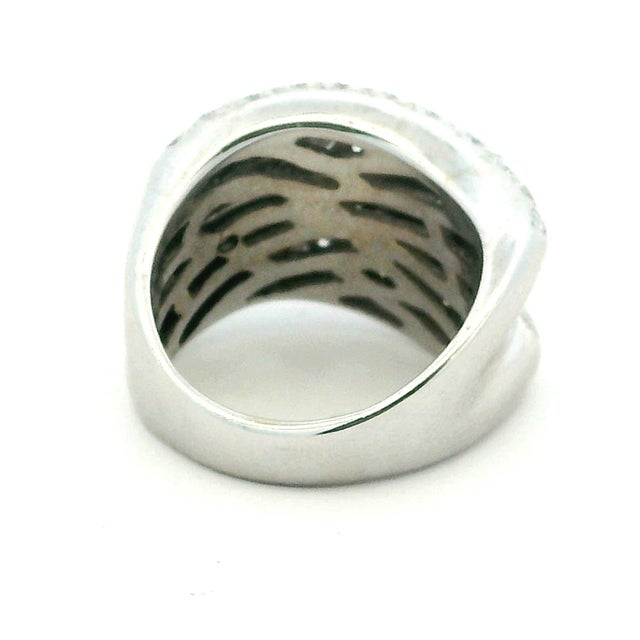 2000 - 2009 Italian 18k White Gold Diamond Crossover Ring, 3.74 Carats, Size 5.75 For Sale - Image 5 of 13