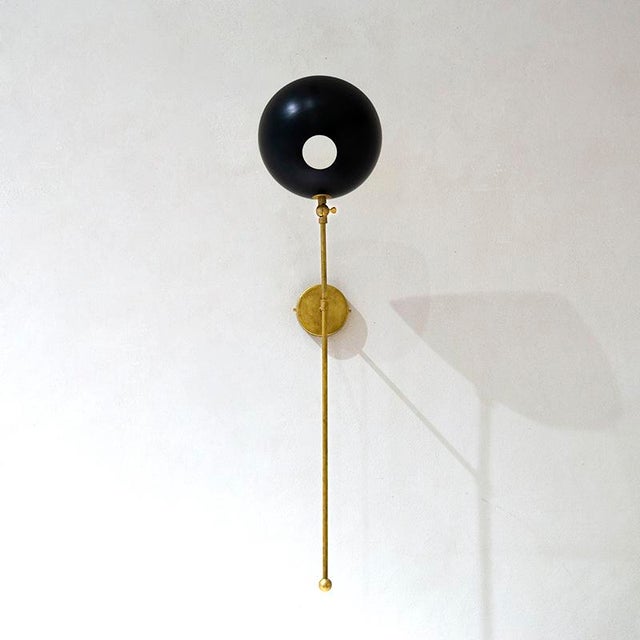 Black Italian Adjustable Wall Light in Brass For Sale - Image 8 of 9