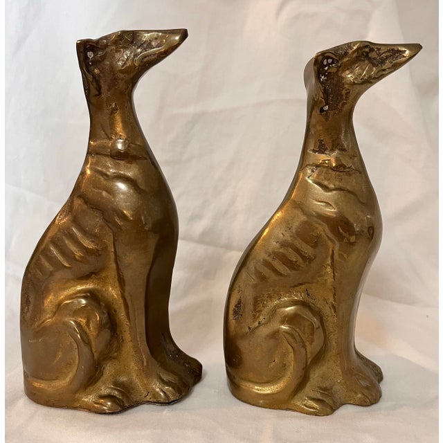 Mid-Century Modern Brass Greyhound Bookends For Sale - Image 3 of 6