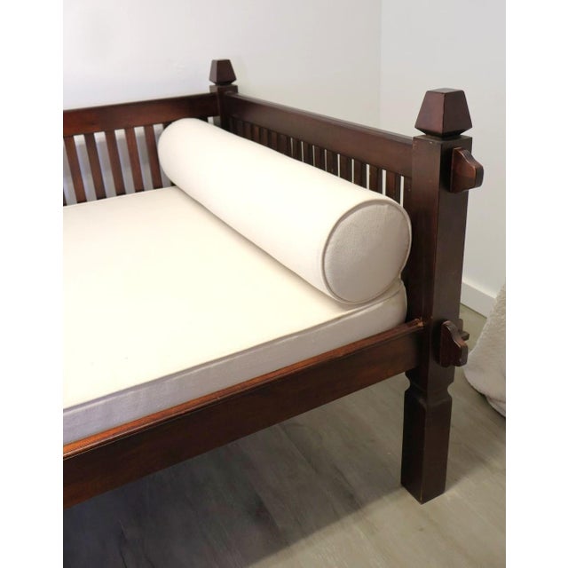 Wood 20th Century Thai Hardwood Daybed With Slatted Gallery, Cushion & Bolsters For Sale - Image 7 of 9