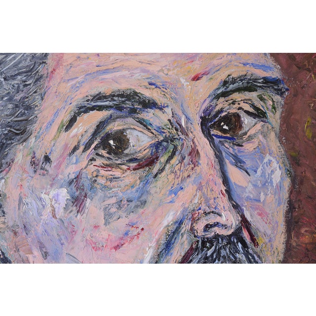 Vintage 80s Postmodern Man Portrait Painting For Sale - Image 4 of 9