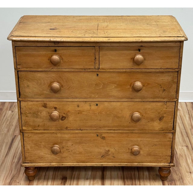 Farmhouse Antique English Victorian Pine Chest of Drawers For Sale - Image 3 of 15