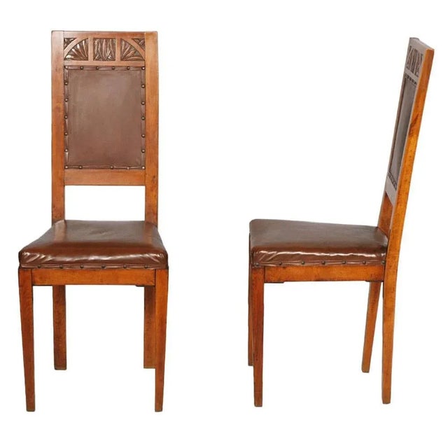 Set of Art Nouveau Cherry Wood Chairs For Sale - Image 5 of 5