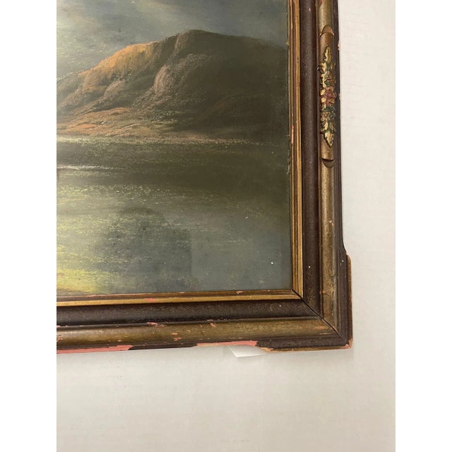 Vintage Original Landscape with Windmill Painting with Victorian Style Frame For Sale - Image 4 of 7