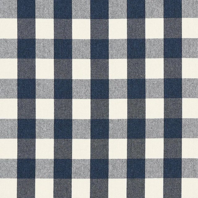 Sample - Schumacher Dutton Buffalo Check Fabric in Navy For Sale