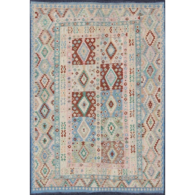 Geometric Flat Weave Wool Kilim Rug by Keivan Woven Arts 8'5 X 11'6 For Sale - Image 13 of 13