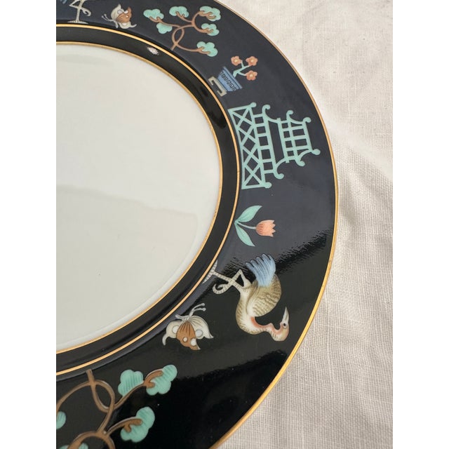 Chinoiserie 1970s Fitz & Floyd "Chinoiserie" Salad Plate Set of 7 For Sale - Image 3 of 5