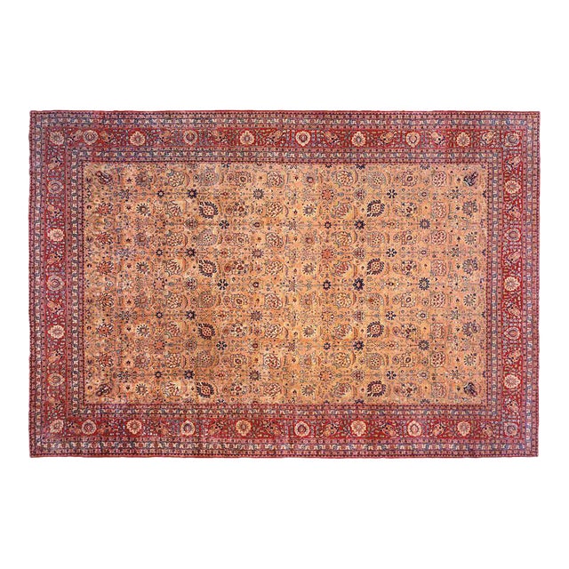 Antique Persian Tabriz Oriental Carpet, in Large Size with Allover Floral Design For Sale