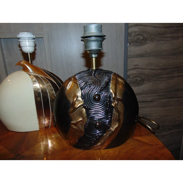 Mid-Century Modern Ceramic Table Lamps by Georges Deliège, 1980s, Set of 3 For Sale - Image 3 of 10