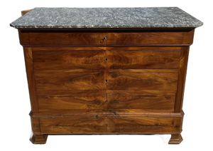 19th Century Louis Philippe Walnut Marble Top Chest of Drawer / Commodes