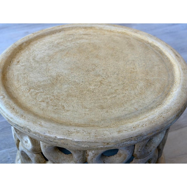 Sculpture Materials Antiqued Transitional Tribal Drum-Style Concrete “Dagen” Coffee Table by Made Goods For Sale - Image 7 of 12