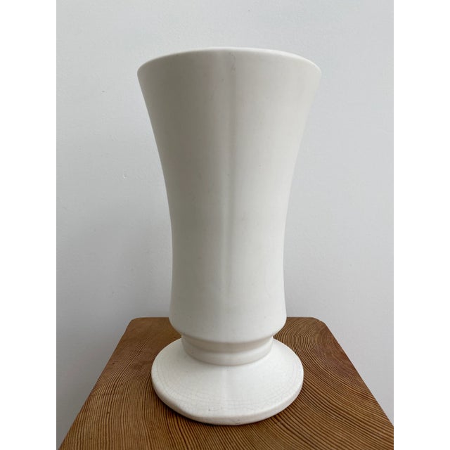 Ceramic 1940’s Modern Matte White Ceramic Vase For Sale - Image 7 of 13