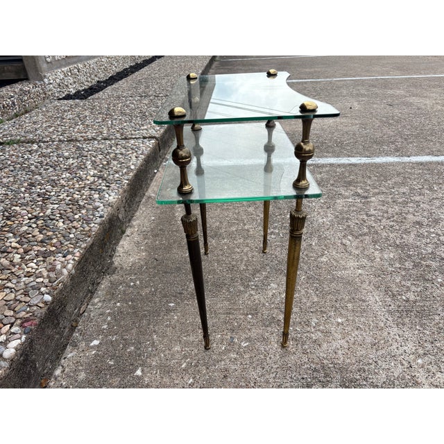 Pair of Italian Modern Brass and Glass Tables For Sale - Image 10 of 12