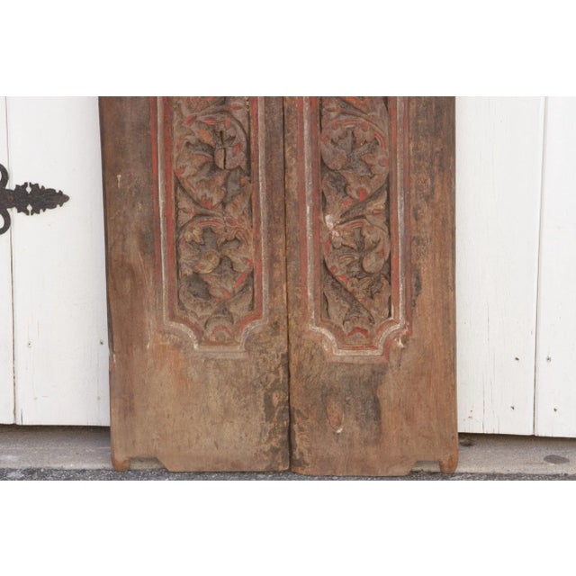 Pair of Antique Heavily Carved Doors From Thailand For Sale - Image 9 of 11