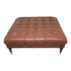 Early 21st Century Oversized Edward Ferrell “Norwalk” Chesterfield Style Tufted Leather Ottoman