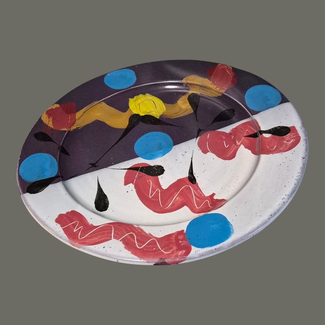 Vintage Vermont Dan Lasser Mid-Century Modern Abstract Expressionism Large Platter 15'' For Sale - Image 11 of 12