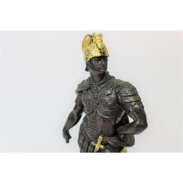 Mid 19th Century French Spelter Warrior Statues ( Bookends ) For Sale - Image 5 of 9