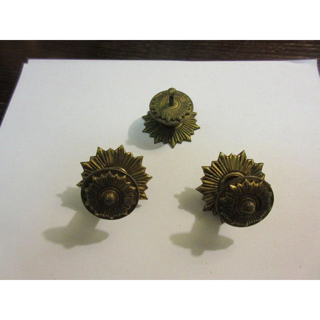 Vintage Regency Brass Hardware Drawer Pulls - Set of 3 For Sale In Philadelphia - Image 6 of 6