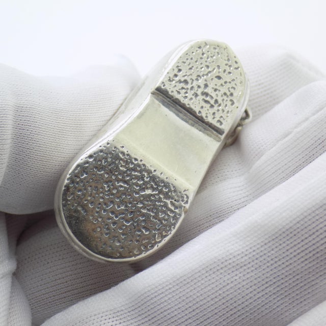 Vintage Italian Handmade Genuine Sterling Silver 925 Child Shoe Miniature Figurine For Sale - Image 9 of 12